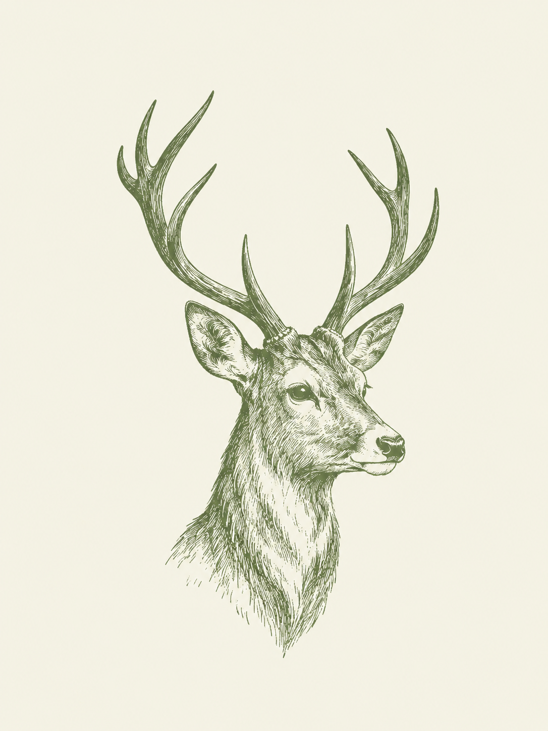 Cerf gravé aux bois majestueux